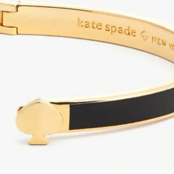 Kate Spade New York Gold-Tone & Black Enamel Spade Hinge Bangle Bracelet - Picture 3 of 3